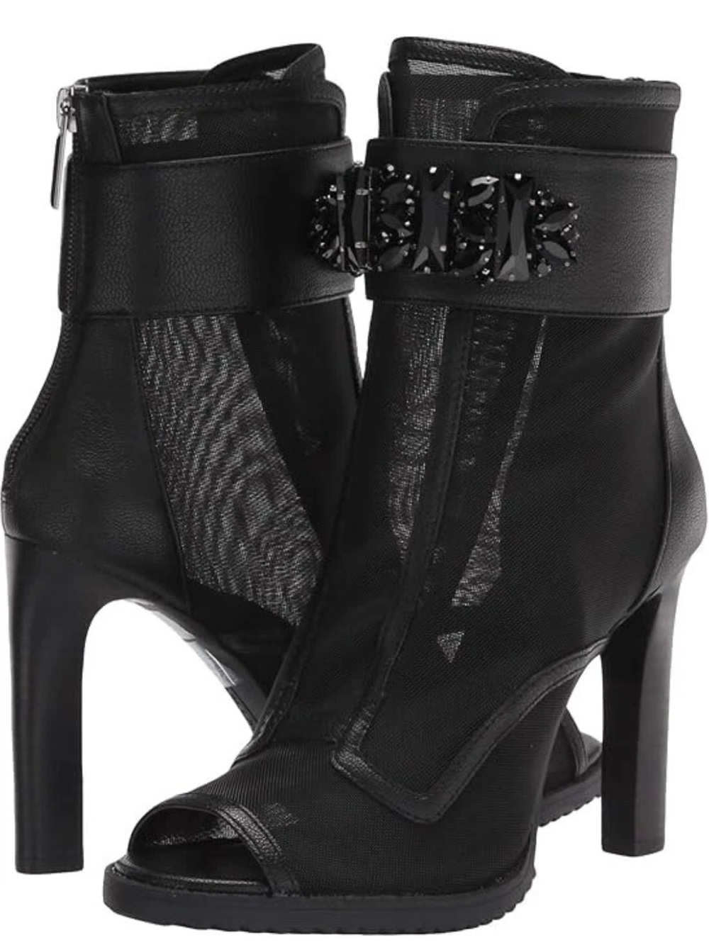 Karl Lagerfeld Blayze  Black Peep-Toe High Heel Ankle Boots NWOT